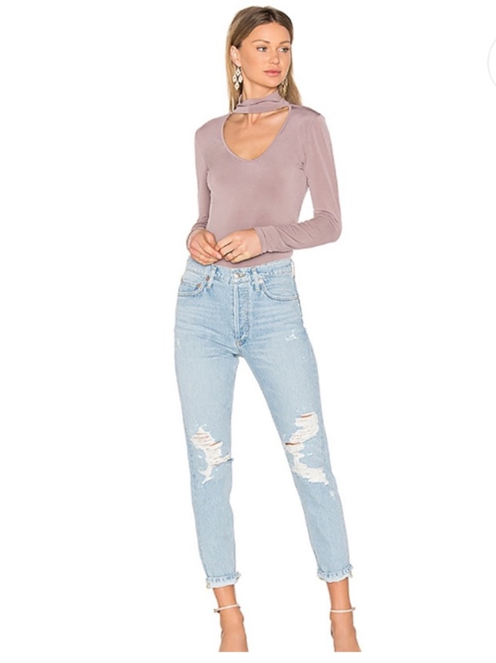 Agolde Jaime High Rise Classic Jeans Distressed Light Wash Organic Cotton